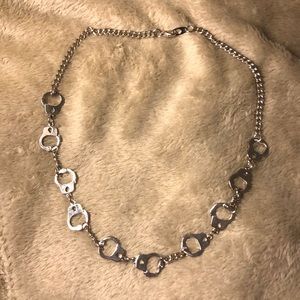 Silver handcuff necklace